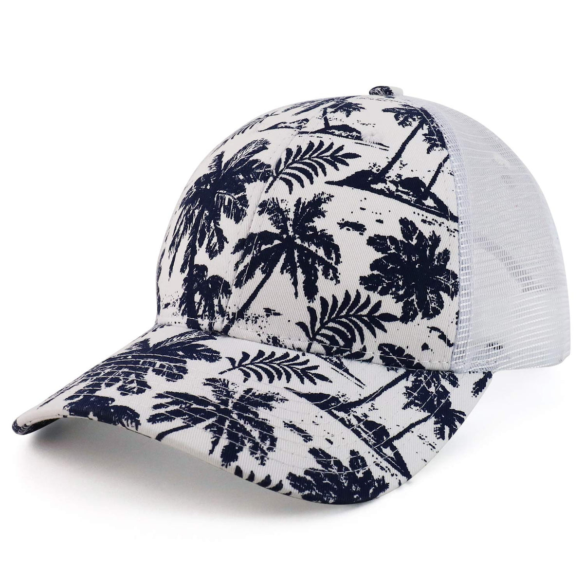 Armycrew Tropical Palmtrees Printed Mesh Back Trucker Baseball Cap