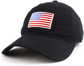 Rapid Dominance American Flag Embroidered Washed Soft Cotton Fitting Cap - Black