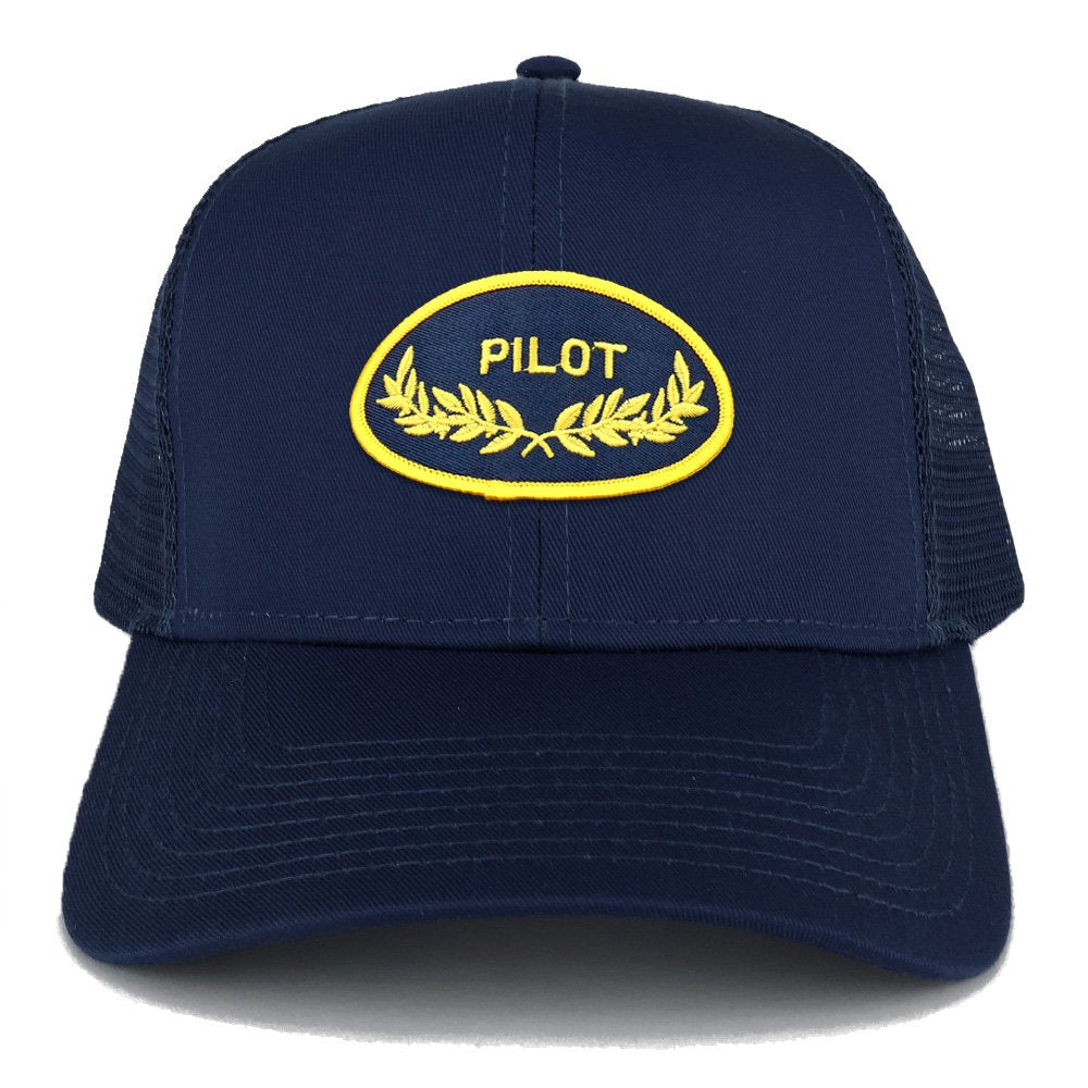 Armycrew Pilot Oak Leaf Oval Embroidered Patch Snapback Mesh Trucker Cap