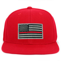 Armycrew Youth Kid Size Thin Red Line American Flag Patch Flat Bill Snapback Baseball Cap