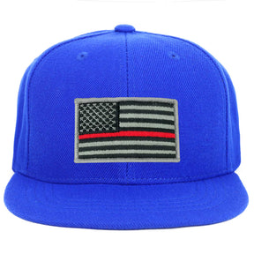 Armycrew Youth Kid Size Thin Red Line American Flag Patch Flat Bill Snapback Baseball Cap