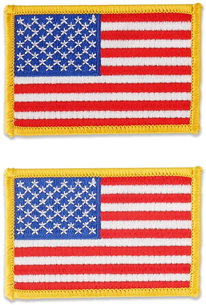 U.S. American Flag Patch Hook & Loop Backing, Patriotic Patches