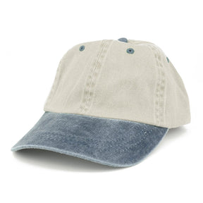 Armycrew Low Profile Blank Two-Tone Washed Pigment Dyed Cotton Dad Cap - Khaki Black