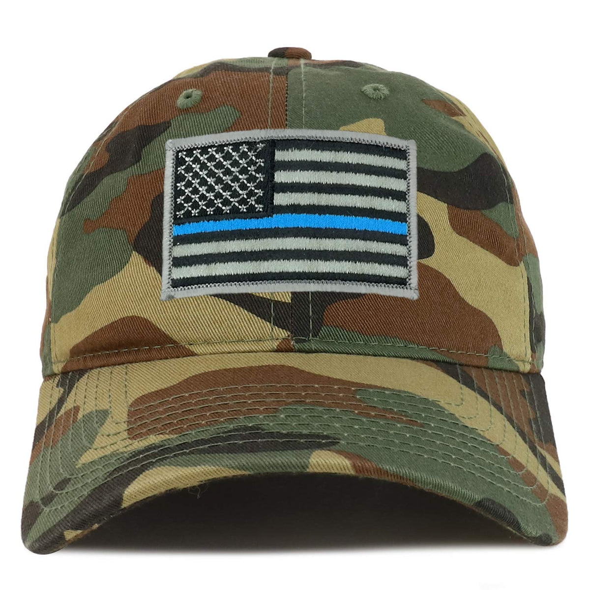 Armycrew Thin Blue Line American Flag Embroidered Patch Camo Baseball Cap