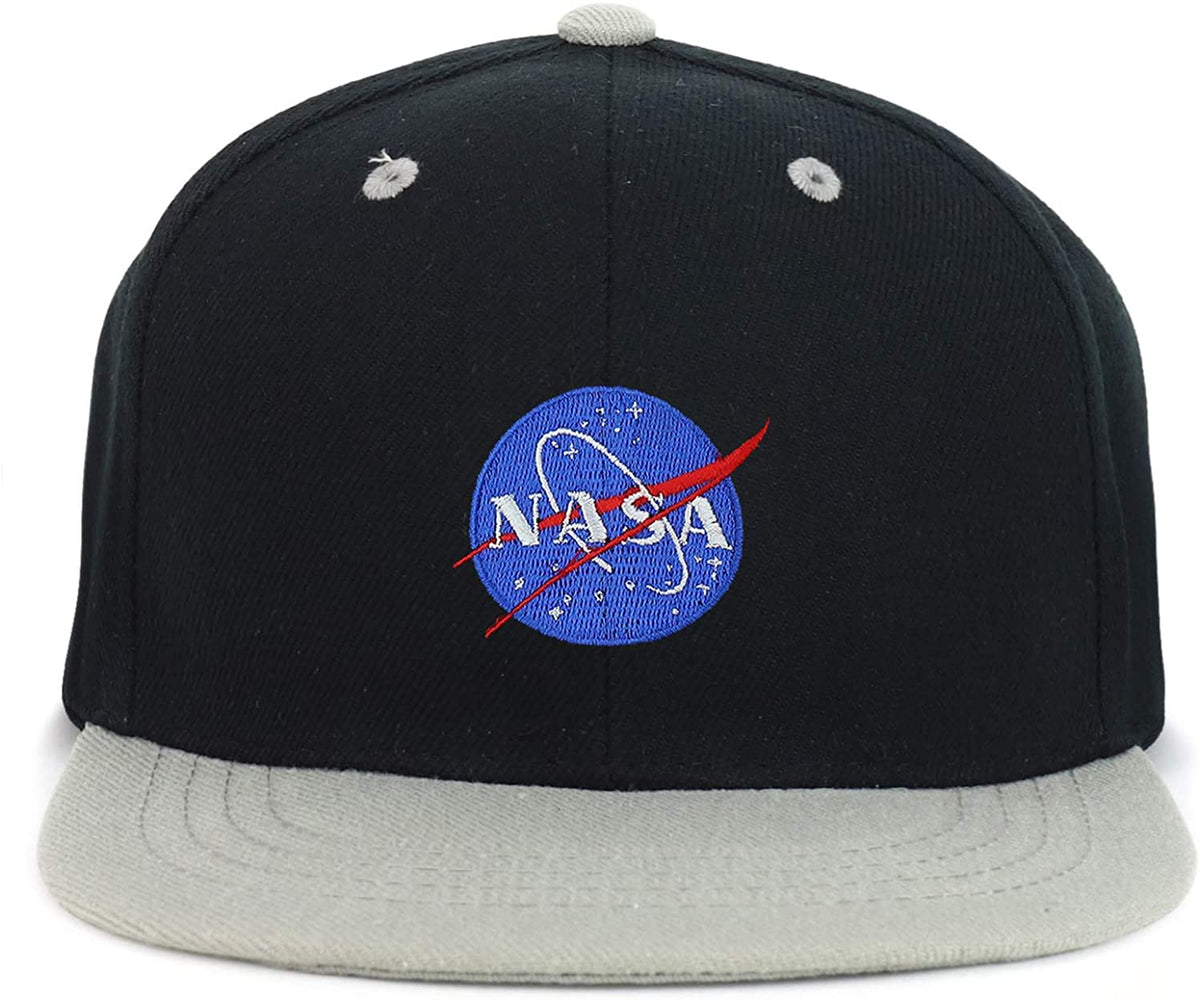 Armycrew Youth Kid's Small NASA Insignia Patch Flat Bill Snapback 2-Tone Baseball Cap