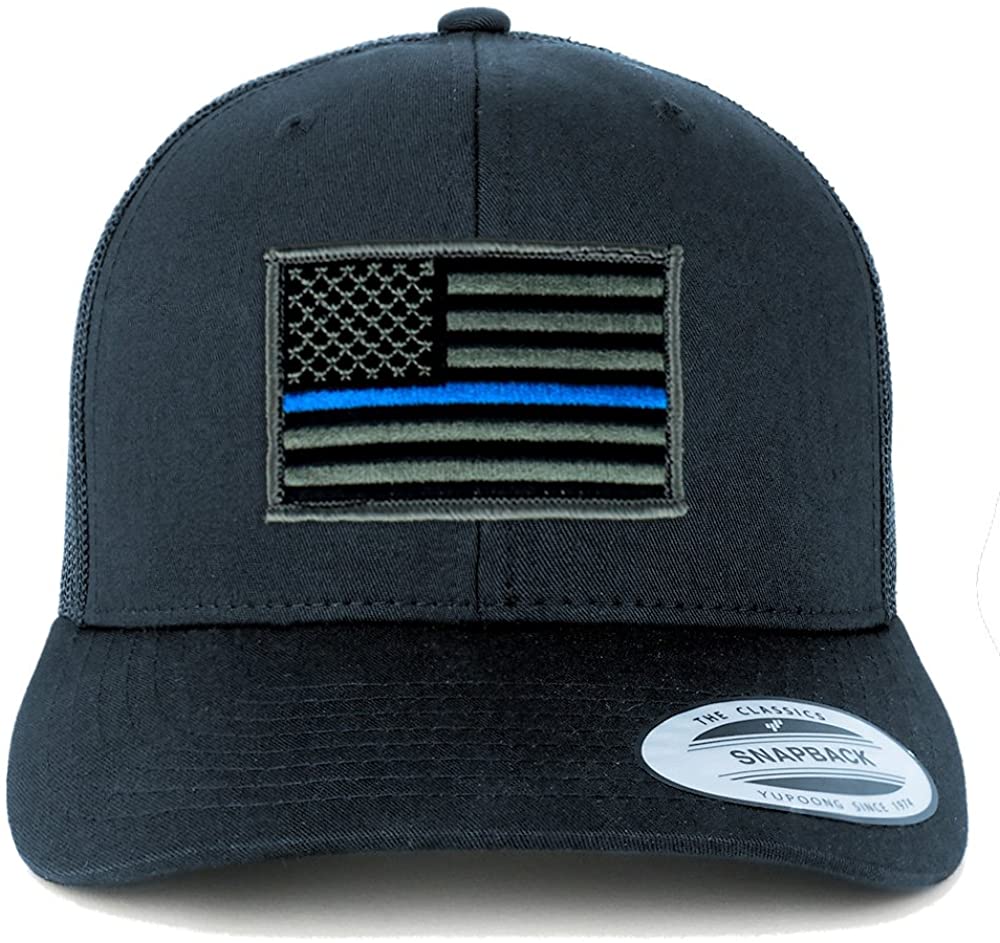 Armycrew American Flag Patch Snapback Trucker Mesh Cap - Navy