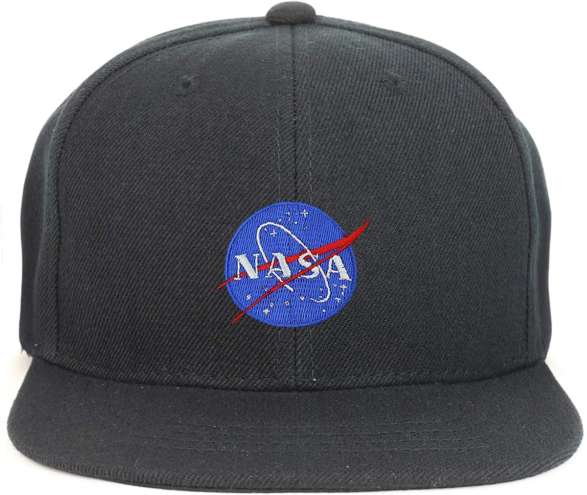 Armycrew Youth Kid Size Small NASA Insignia Patch Flat Bill Snapback Baseball Cap