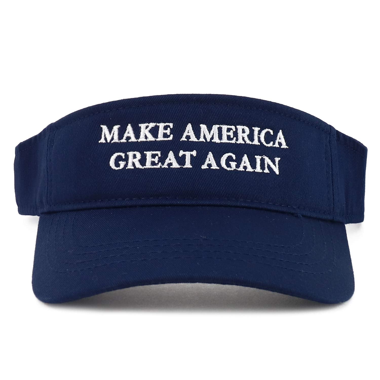 Donald Trump Visor, Make America Great Again - Quality Embroidered 100% Cotton (One Size, Navy)