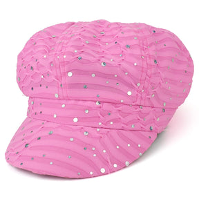 Armycrew Elastic Band Sparkle Sequin Glitter Newsboy Cap