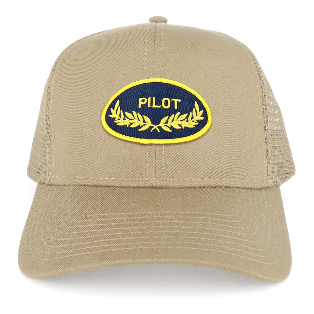 Armycrew Pilot Oak Leaf Oval Embroidered Patch Snapback Mesh Trucker Cap