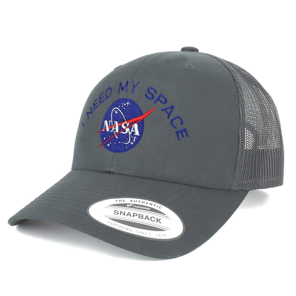 Armycrew Flexfit Oversize XXL NASA I Need My Space Embroidered Retro Trucker Mesh Cap