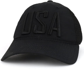 Armycrew USA Text 3D Embroidered Ripstop Trucker Mesh Back Cap - ACU