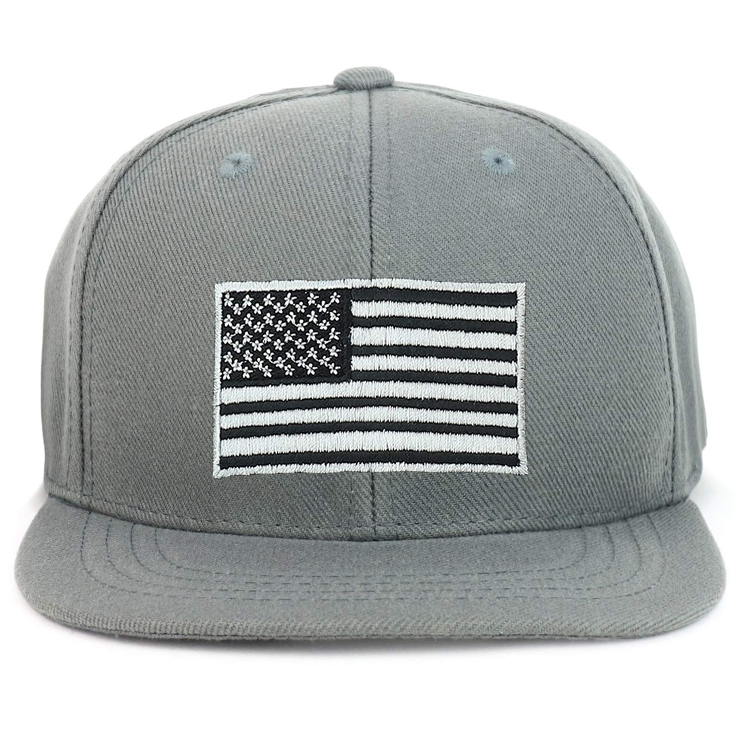 Armycrew Youth Kid Size American Flag Embroidered Flat Bill Snapback Baseball Cap