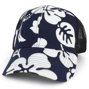 Armycrew Tropical Flower Pattern Print Structured Mesh Trucker Cap