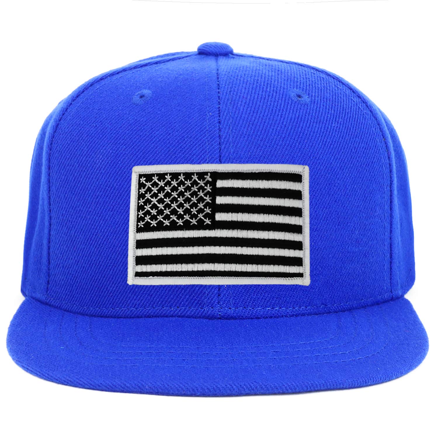 Armycrew Youth Kid Size Black White American Flag Patch Flat Bill Snapback Baseball Cap