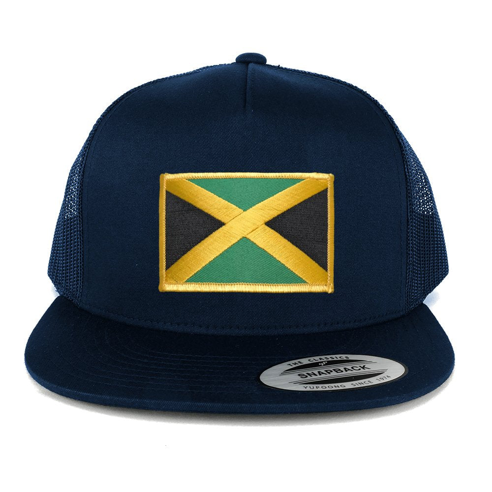 Panel Patch 5 Iron Jamaica T On Embroidered Flexfit Snapback Mesh Flag