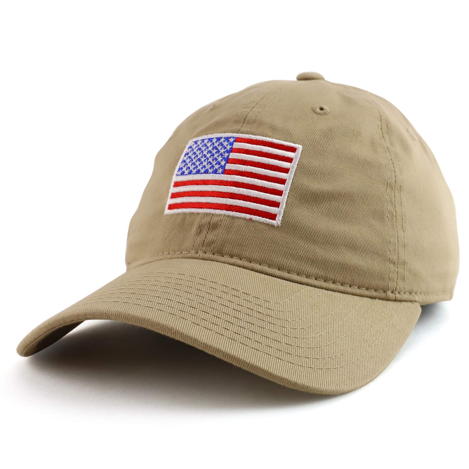 Rapid Dominance American Flag Embroidered Washed Soft Cotton Fitting Cap - Black