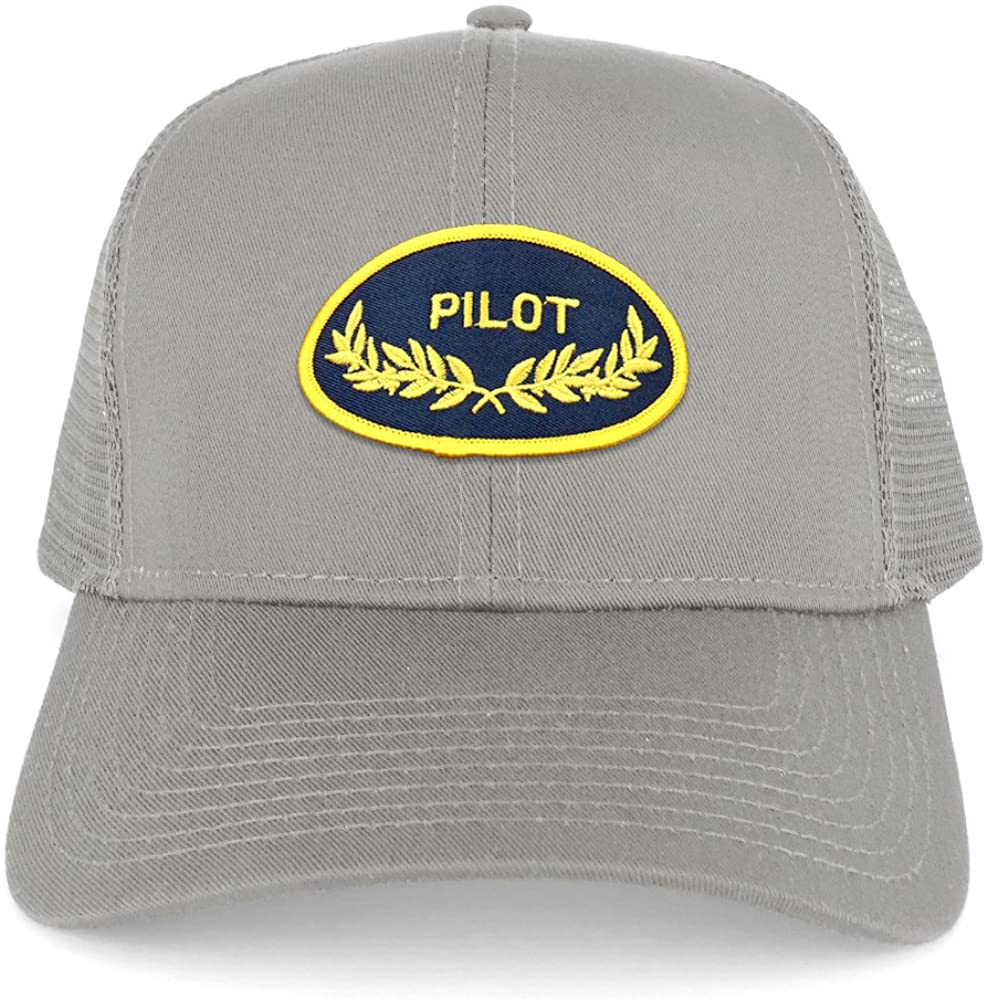 Armycrew Pilot Oak Leaf Oval Embroidered Patch Snapback Mesh Trucker Cap