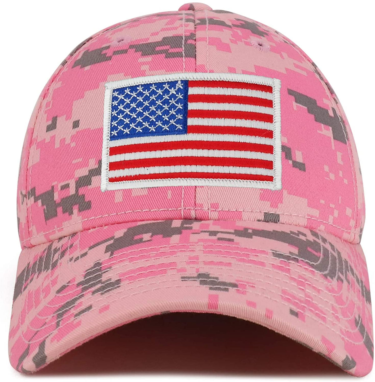 Armycrew White American Flag Patch Camouflage Structured Baseball Cap - PKD