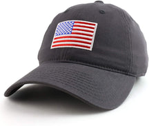 Rapid Dominance American Flag Embroidered Washed Soft Cotton Fitting Cap - Black