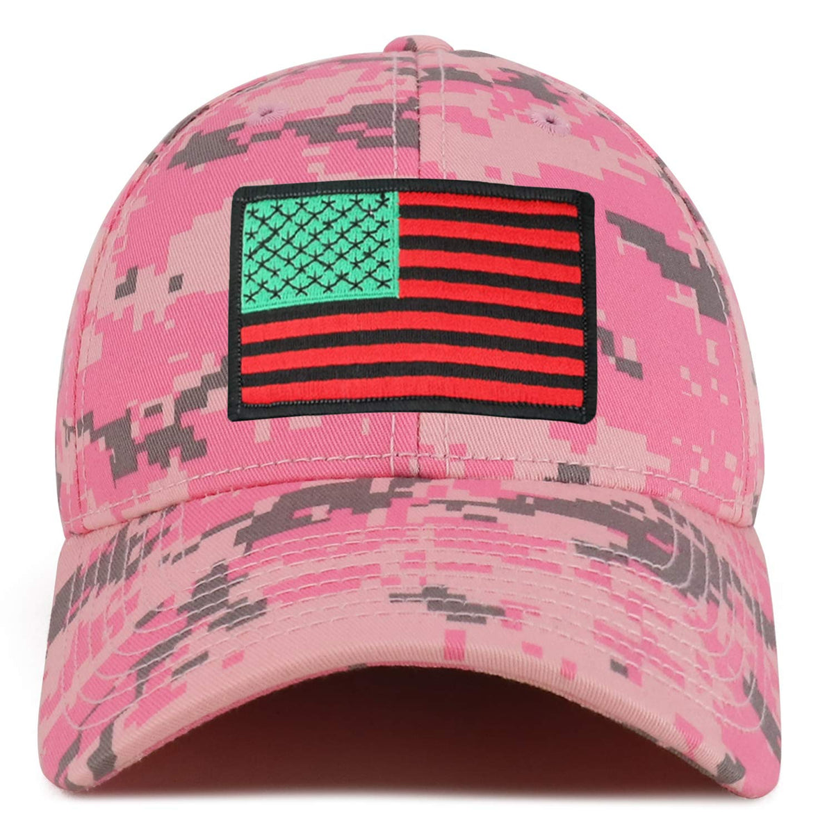 Armycrew Red Green Black American Flag Patch Camouflage Structured Baseball Cap