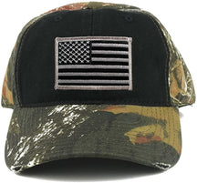 US American Flag Patch Mossy Oak Realtree Camo Adjustable Cap - Black