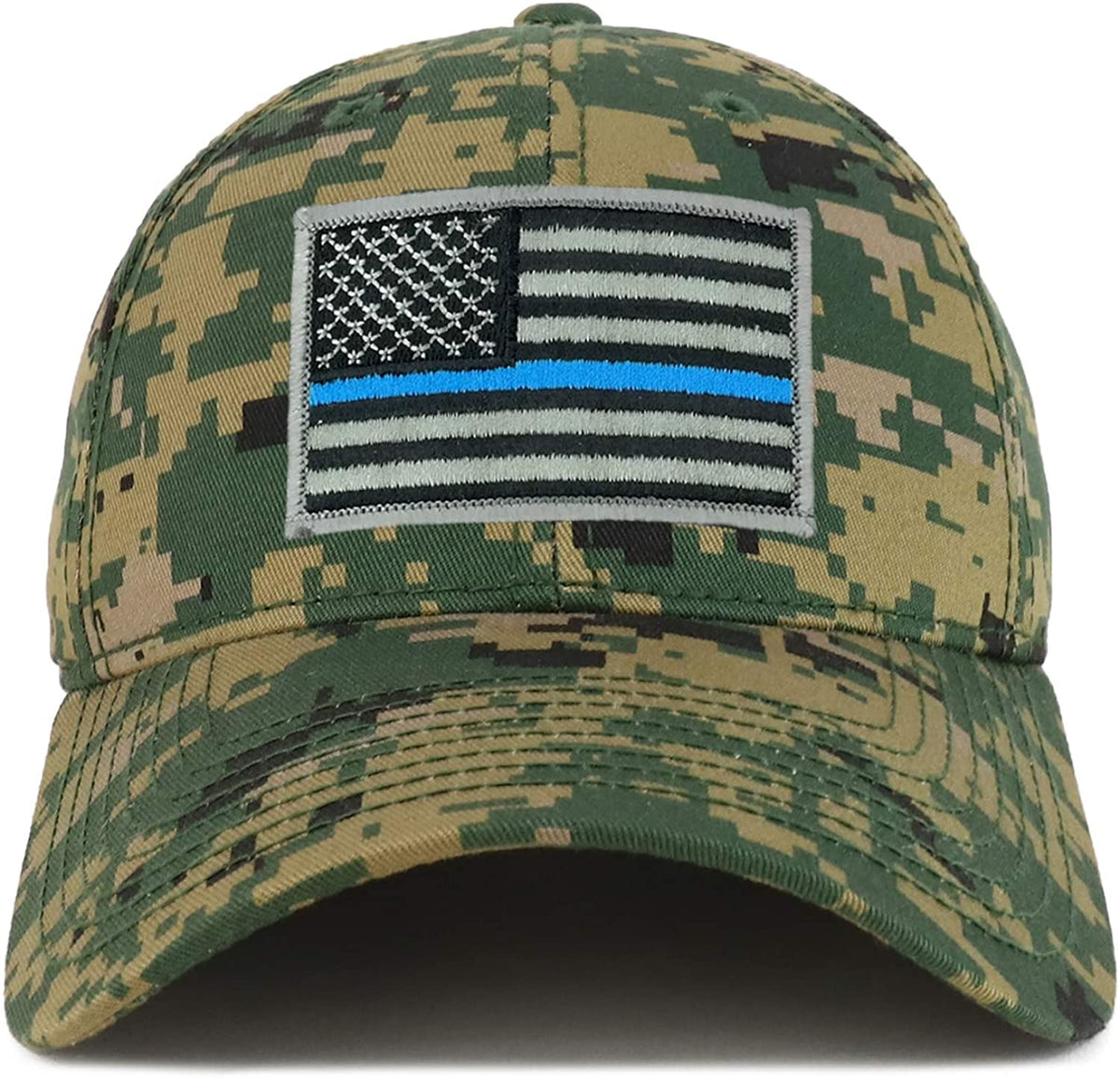 Armycrew Thin Blue Line American Flag Patch Camouflage Structured Baseball Cap