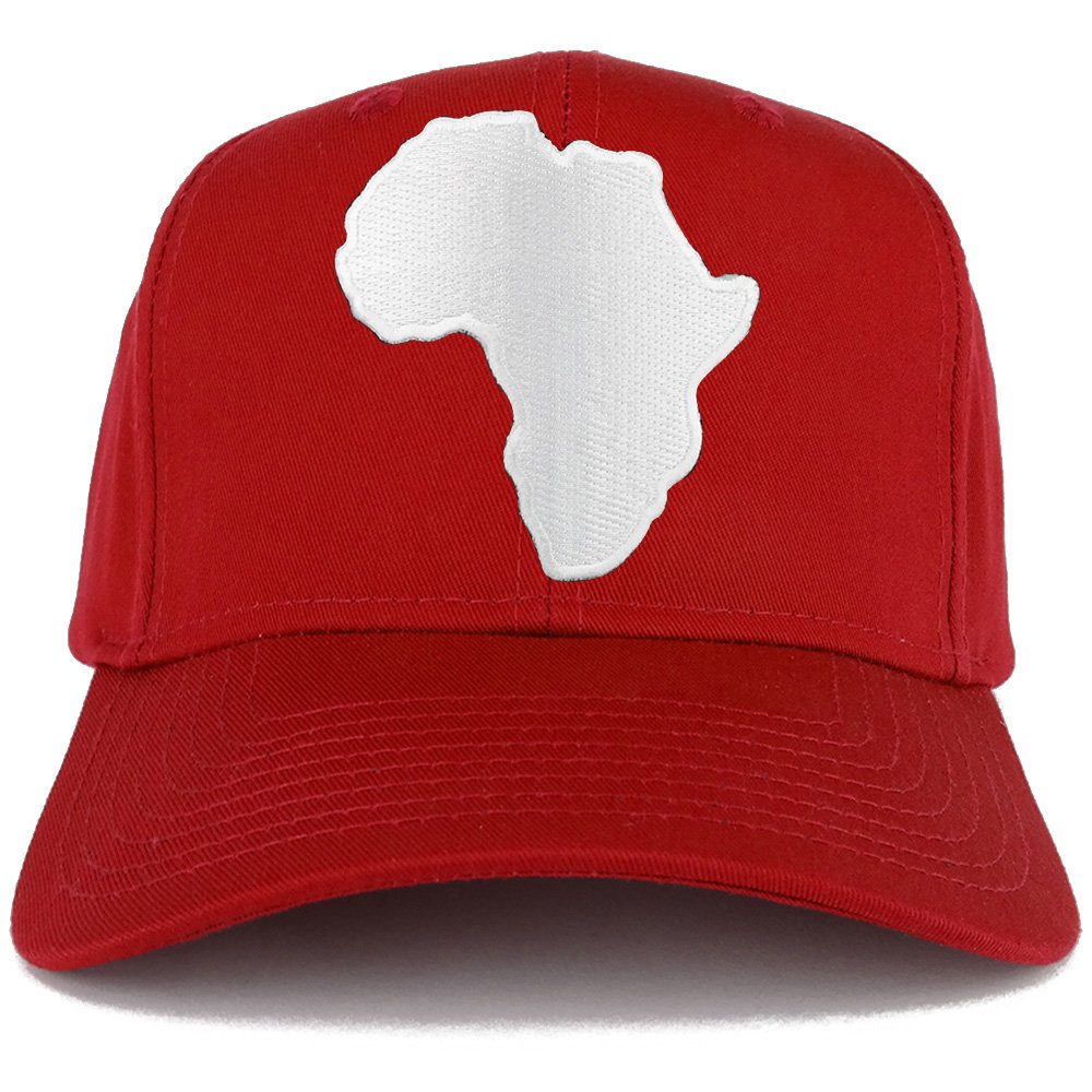 Solid White African Map Embroidered Iron on Patch Adjustable Baseball Cap