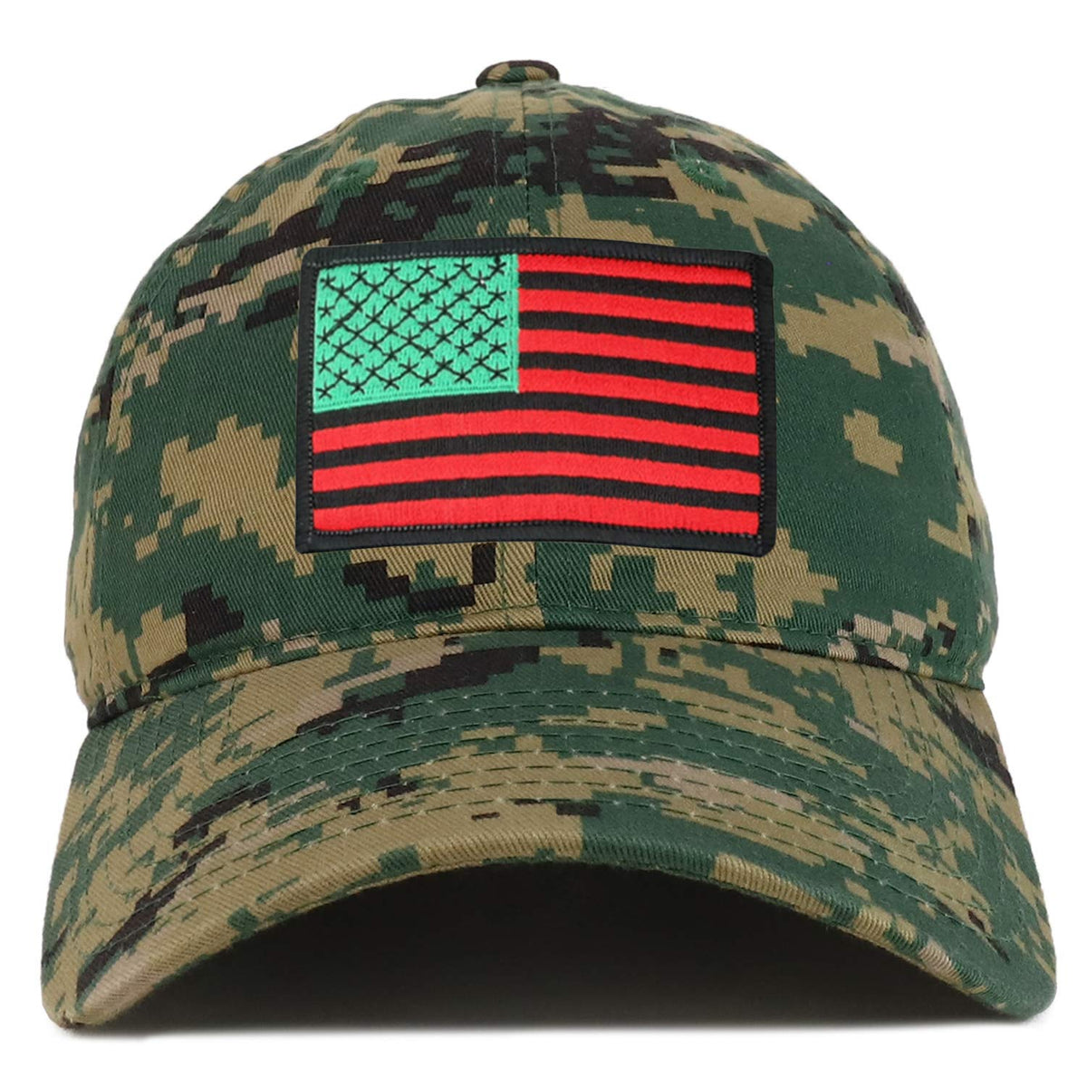 Armycrew Red Green Black American Flag Embroidered Patch Camo Baseball Cap