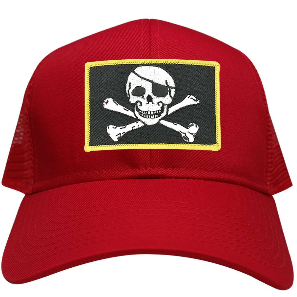 Jolly Rogers Military Skull Embroidered Iron on Patch Adjustable Mesh Trucker Cap