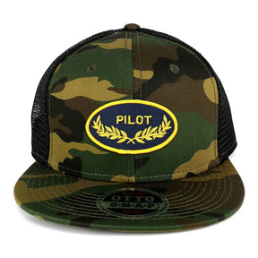 Armycrew Pilot Oak Leaf Oval Patch Logo Adjustable Camo Trucker Cap