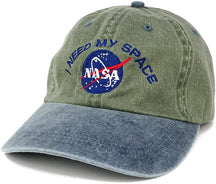 NASA I Need My Space Embroidered Washed Cotton Cap (One Size, White)