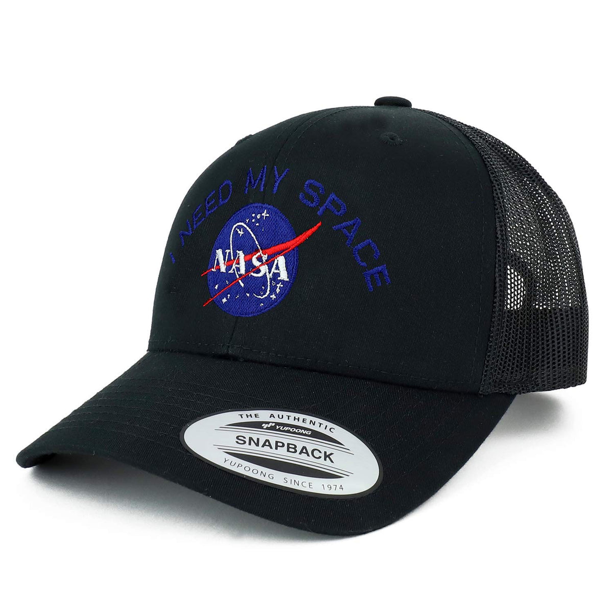 Armycrew Flexfit Oversize XXL NASA I Need My Space Embroidered Retro Trucker Mesh Cap