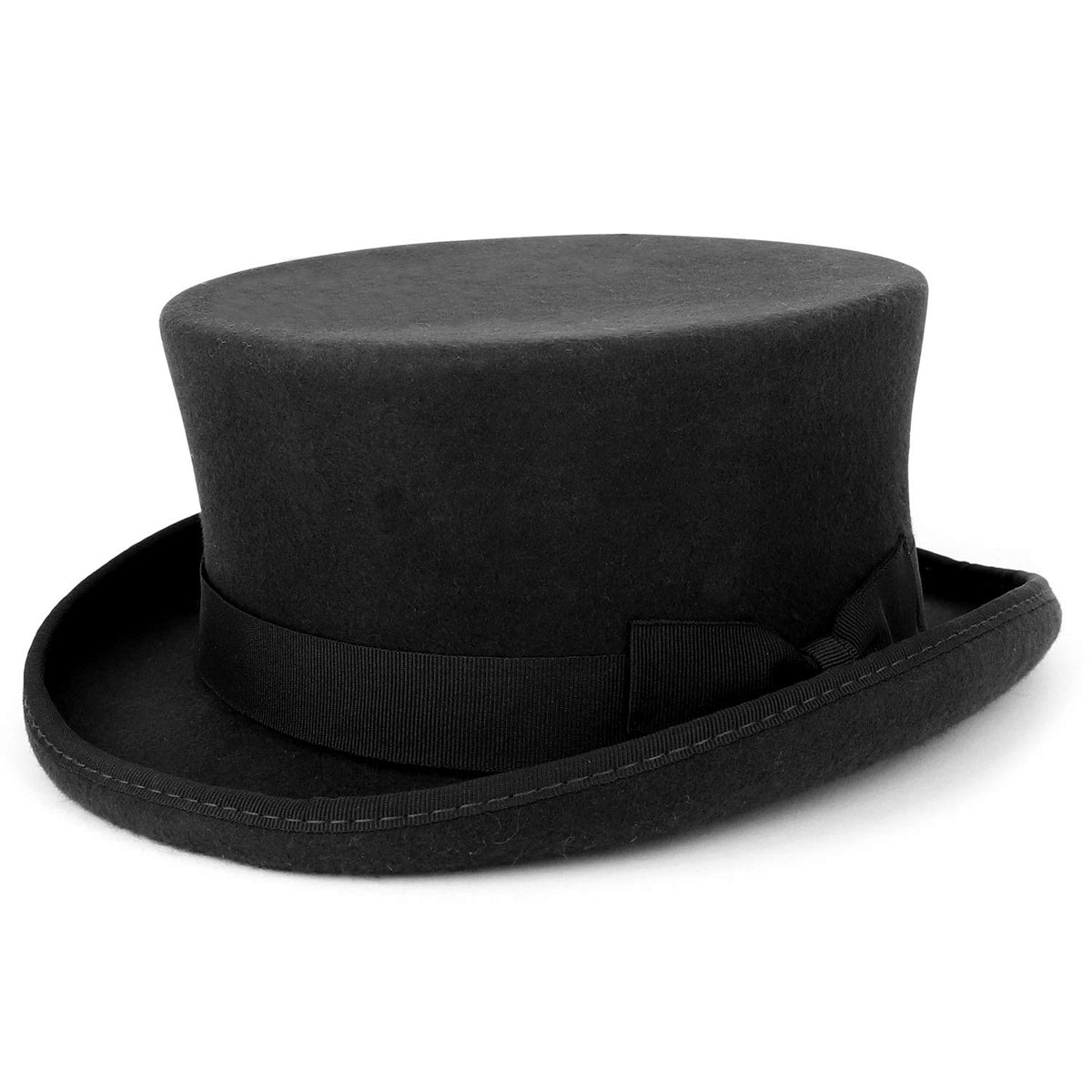 Armycrew Men's 100% Wool Felt Classic Genuine Top Hat with Grosgrain Band