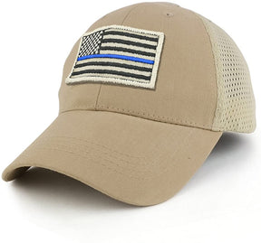 Armycrew USA Stone Thin Blue Flag Tactical Patch Cotton Adjustable Trucker Cap