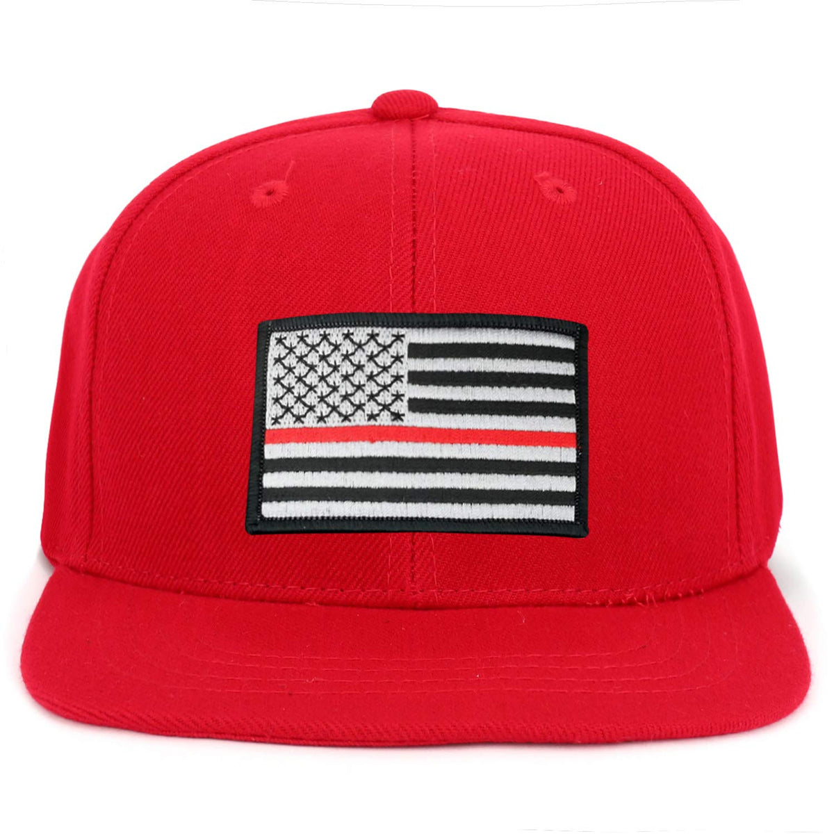 Armycrew Youth Kid Size Thin Red Line 2 American Flag Patch Flat Bill Snapback Baseball Cap