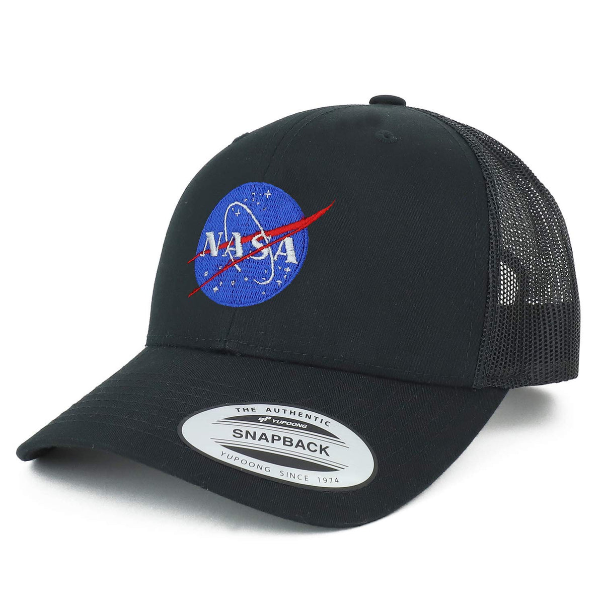 Armycrew Flexfit Oversize XXL NASA Insignia Logo Embroidered Retro Trucker Mesh Cap