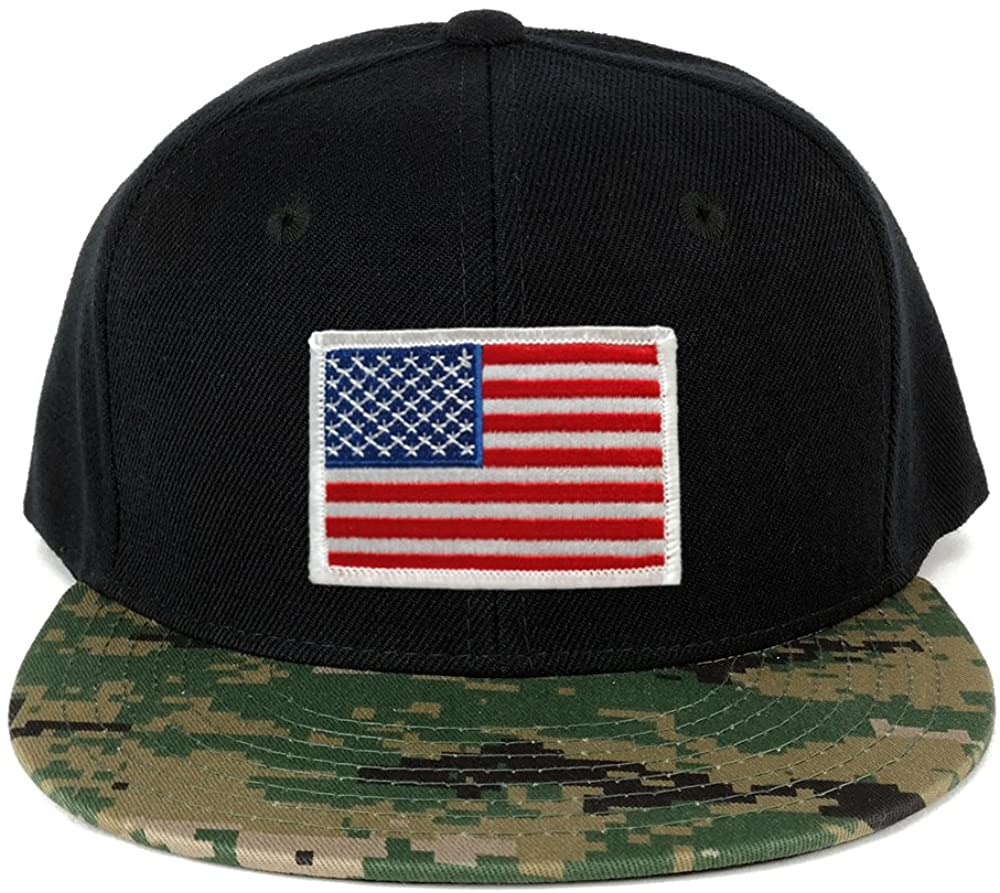 USA American Flag Embroidered Iron on Patch Camo Bill Snapback Cap - MCU