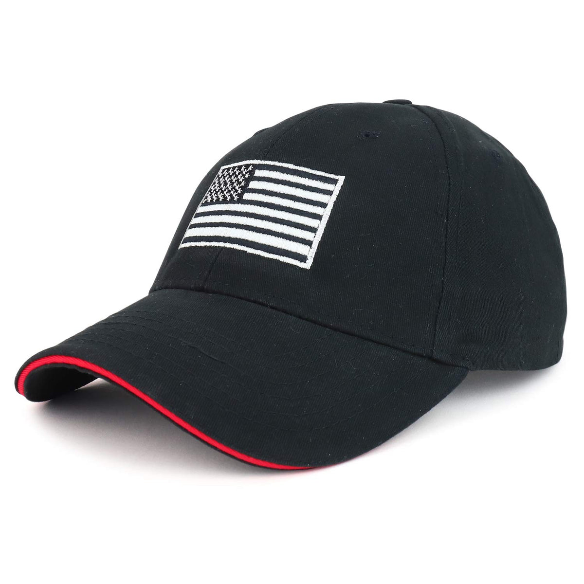 Armycrew Made in USA Structured Grey American Flag Embroidered Sandwich Bill Cap