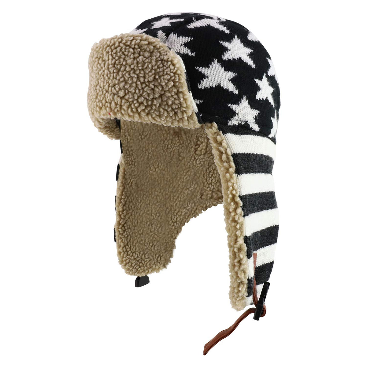 Armycrew Patriotic American Flag Designed Winter Aviator Trooper Hat