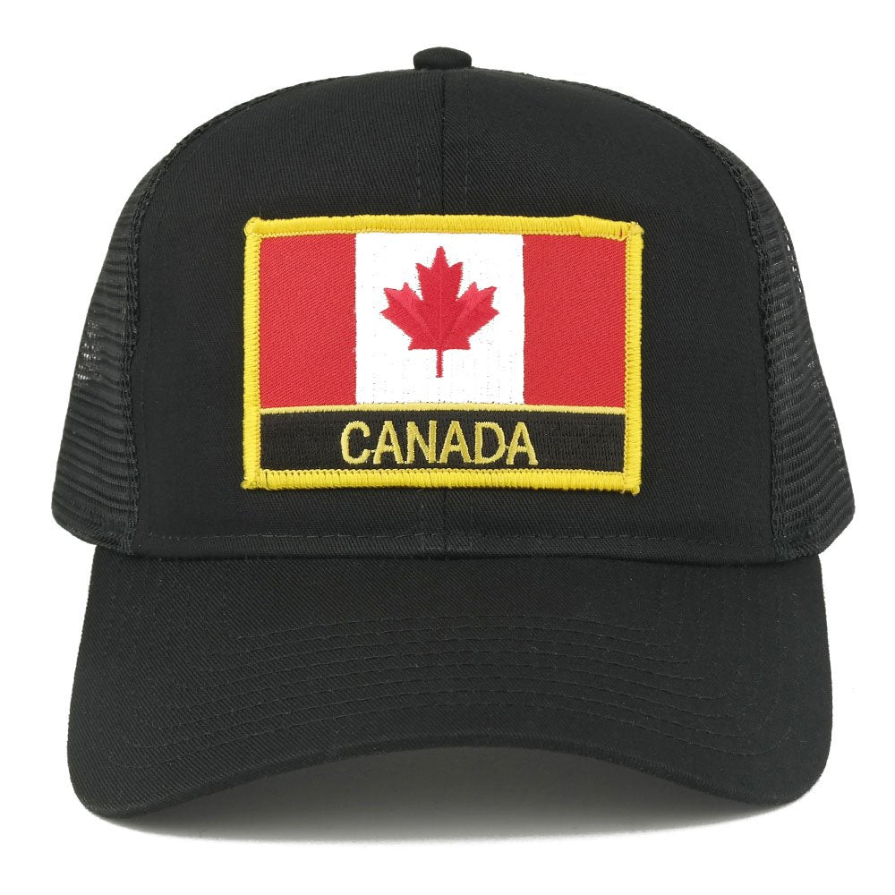 Canada Flag Embroidered Iron on Patch with Text Adjustable Mesh Trucker Cap