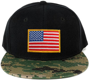 USA American Flag Embroidered Iron on Patch Camo Bill Snapback Cap - MCU