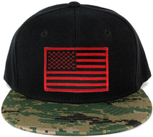 USA American Flag Embroidered Iron on Patch Camo Bill Snapback Cap - MCU