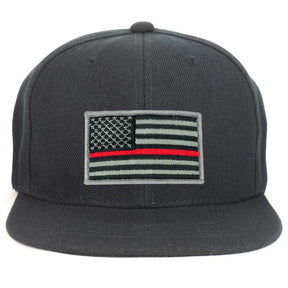 Armycrew Youth Kid Size Thin Red Line American Flag Patch Flat Bill Snapback Baseball Cap