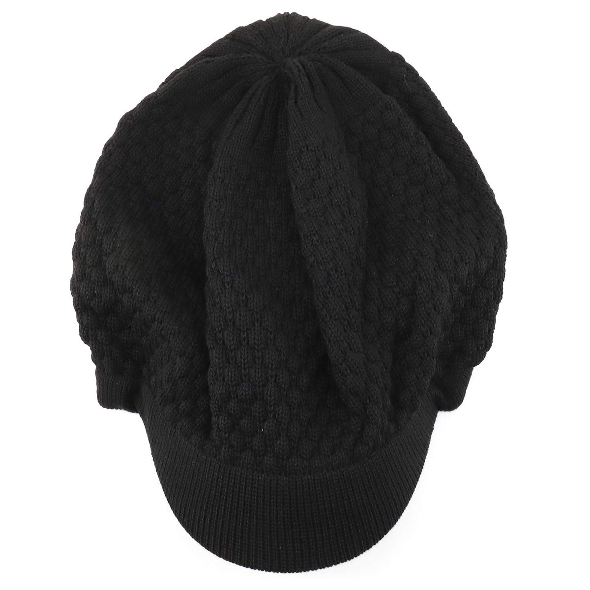 Armycrew Rastafarian Dreadlock Knit Oversized Slouch Cotton Visored Beanie - Black