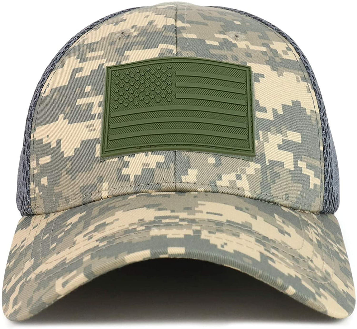 Armycrew US American Flag Olive Rubber 3D Tactical Patch Air Mesh Flex Cap