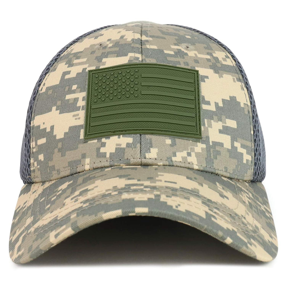 Armycrew US American Flag Olive Rubber 3D Tactical Patch Air Mesh Flex Cap