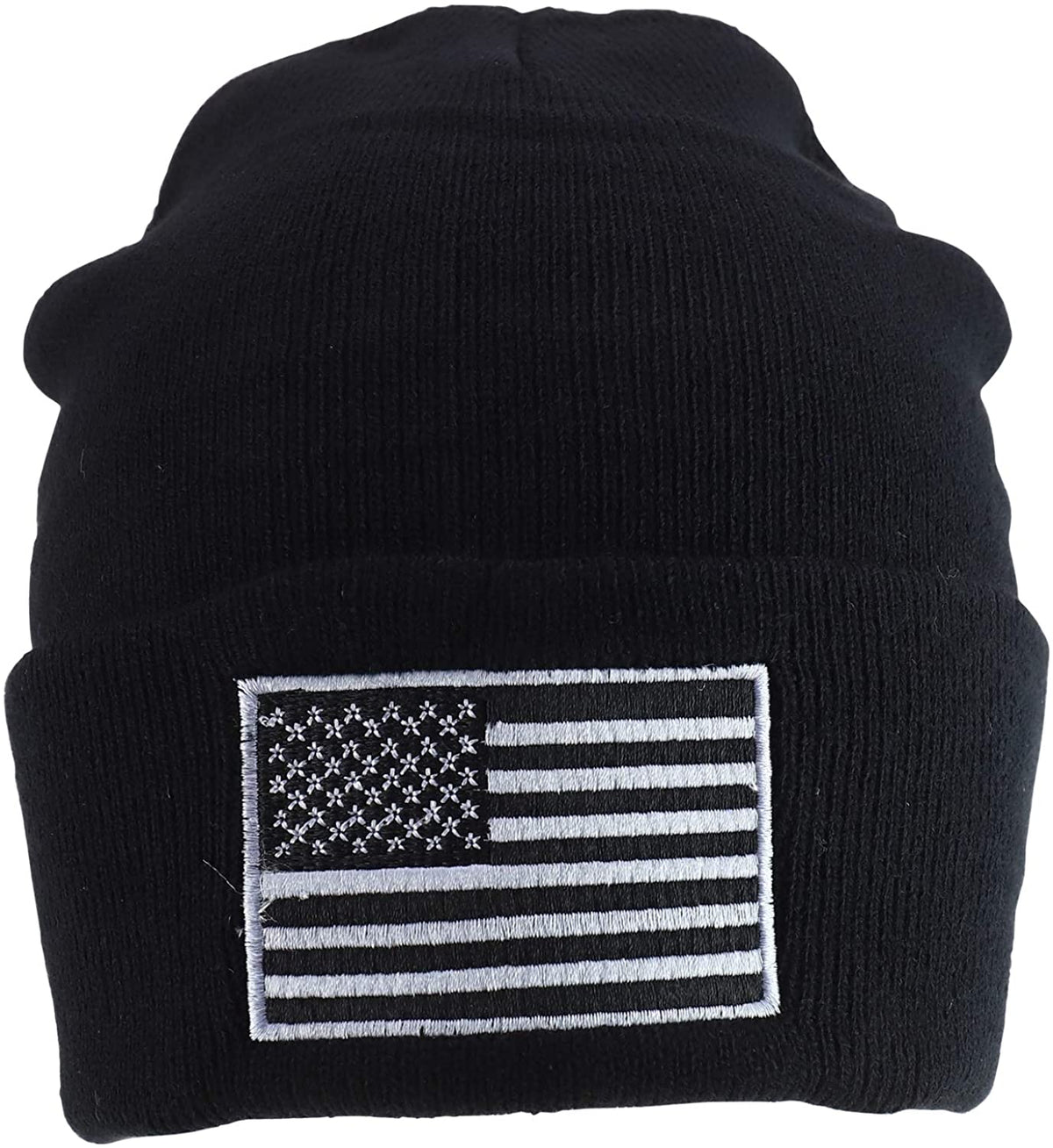 Rapid Dominance USA Subdued Grey American Flag Embroidered Acrylic Cuff Folded Beanie Hat