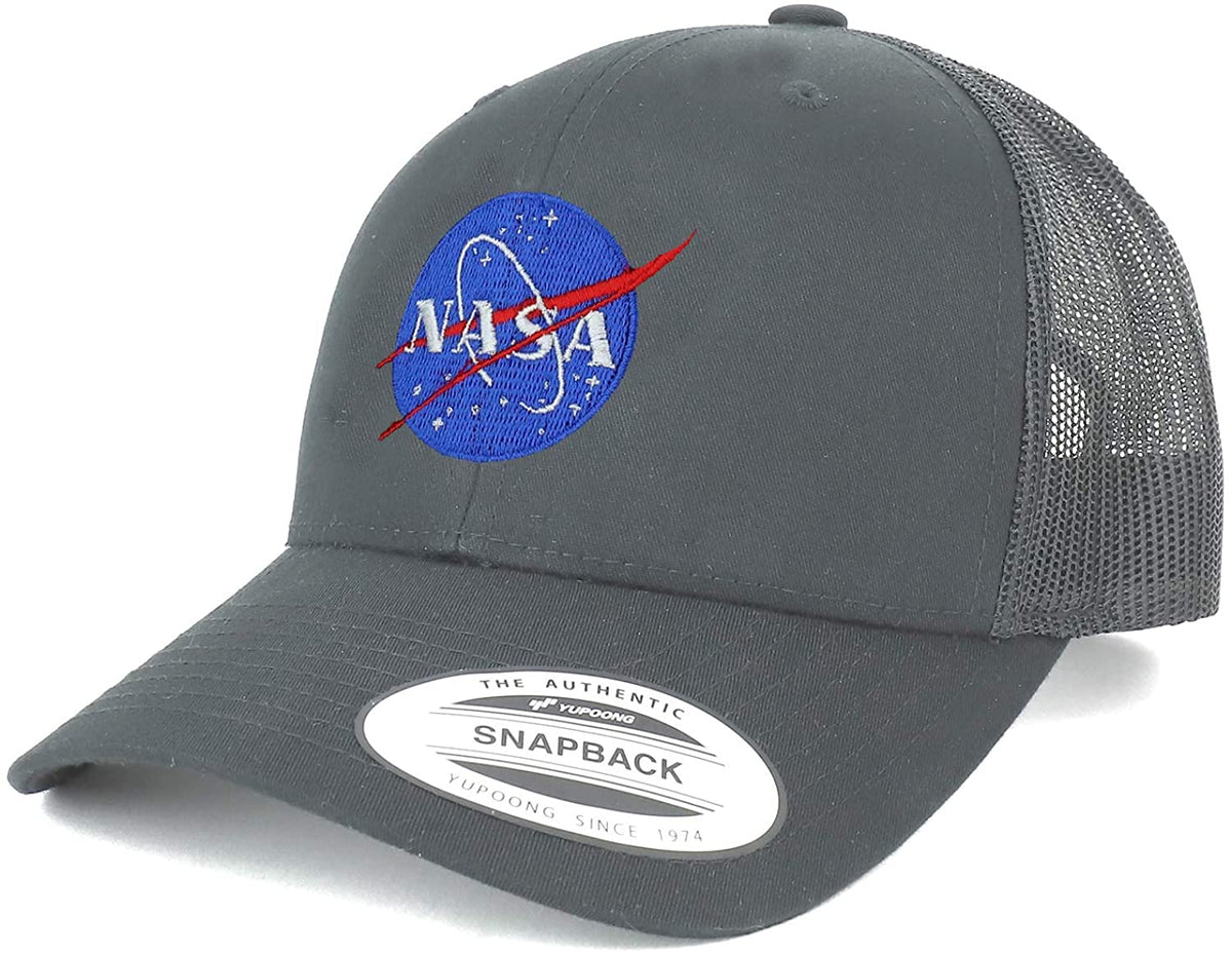 Armycrew Flexfit Oversize XXL NASA Insignia Logo Embroidered Retro Trucker Mesh Cap