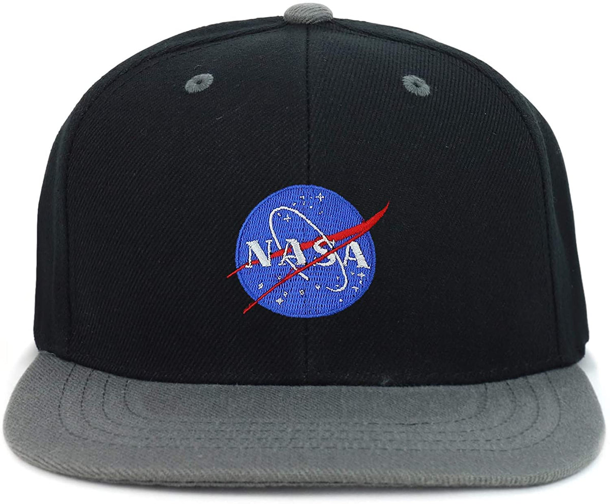 Armycrew Youth Kid's Small NASA Insignia Patch Flat Bill Snapback 2-Tone Baseball Cap